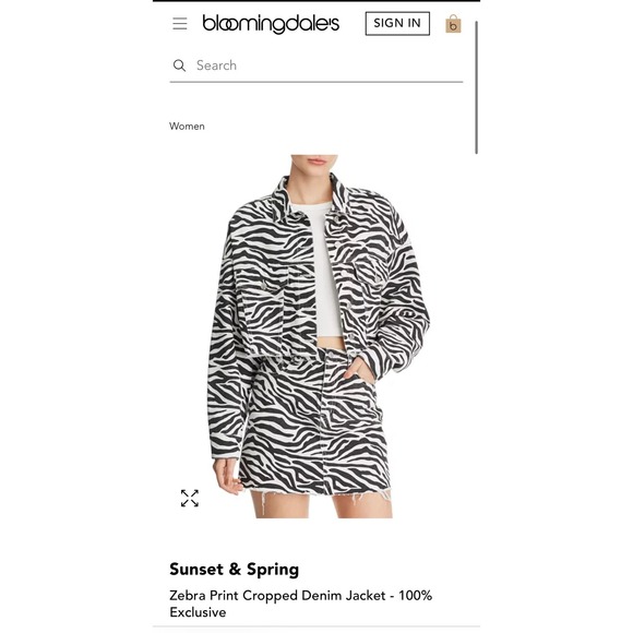 NWT Sunset & Spring cutoff zebra denim jacket - Picture 2 of 5